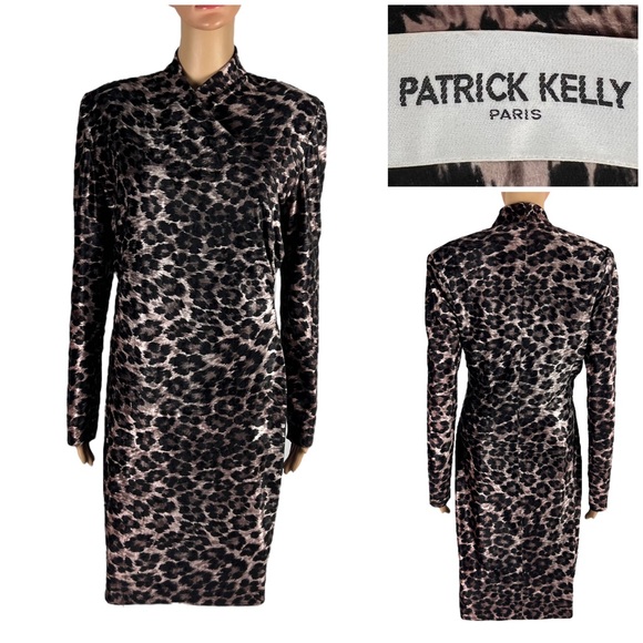 Patrick Kelly Leopard Print Dress Size 10 Sexy Vintage 1980s Velvet Fabric Rare - Picture 1 of 14